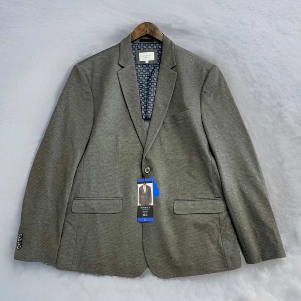 Infinity Linearflex Modern Fit Stretch Fabric Blazer Gray Men’s Stylish Jacket - Picture 2 of 8